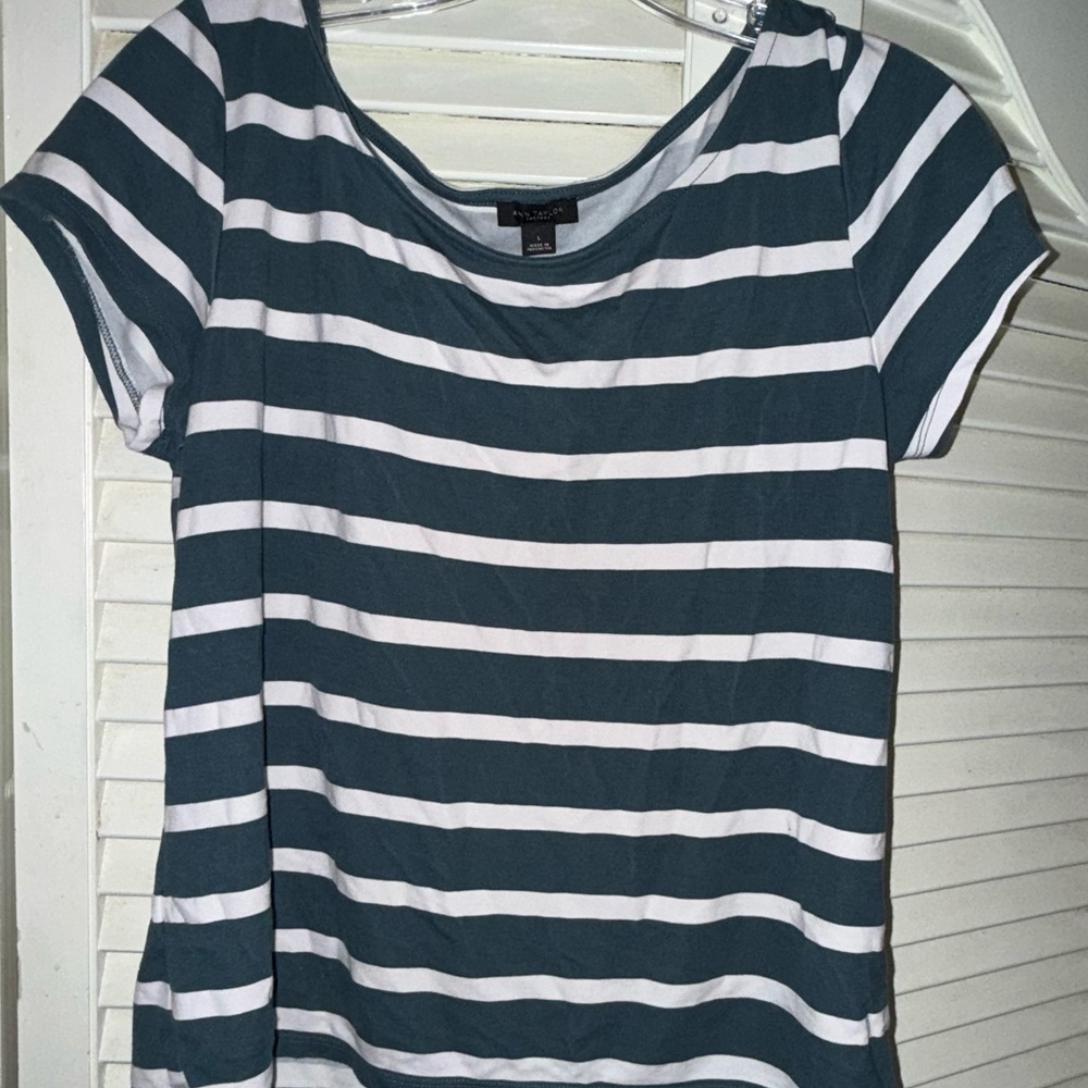 Soprano Navy & White Striped Short Sleeve Tee NWOT